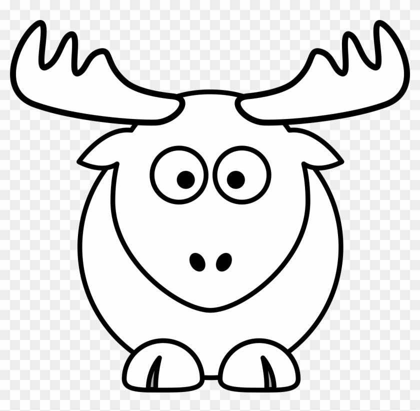 Reindeer Clipart Black And White Reindeer Head Santa - Animals Drawing White And Black - Png Download #1308912