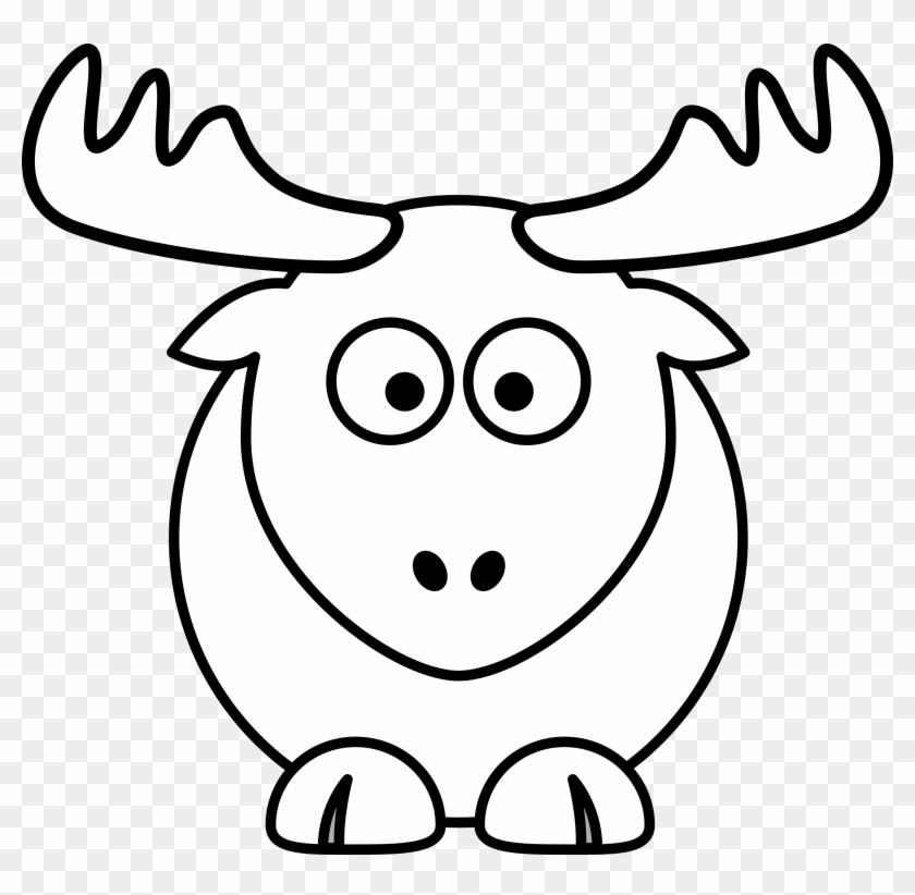 Reindeer Clipart Black And White Reindeer Head Santa - Animals Drawing White And Black - Png Download