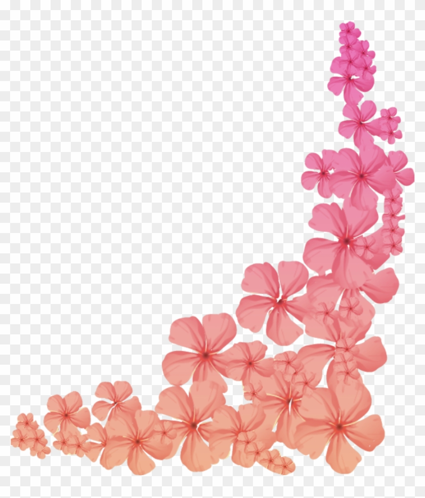 #ftestickers #flowers #corner #border #gradientcolors - Transparent Flower Corner Border Clipart
