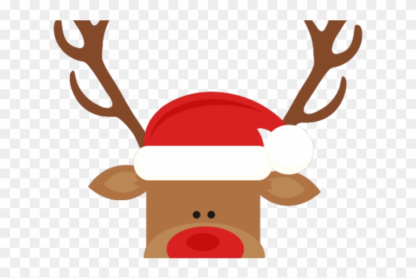 Santa Hat Clipart Cute - Reindeer With Santa Hat - Png Download