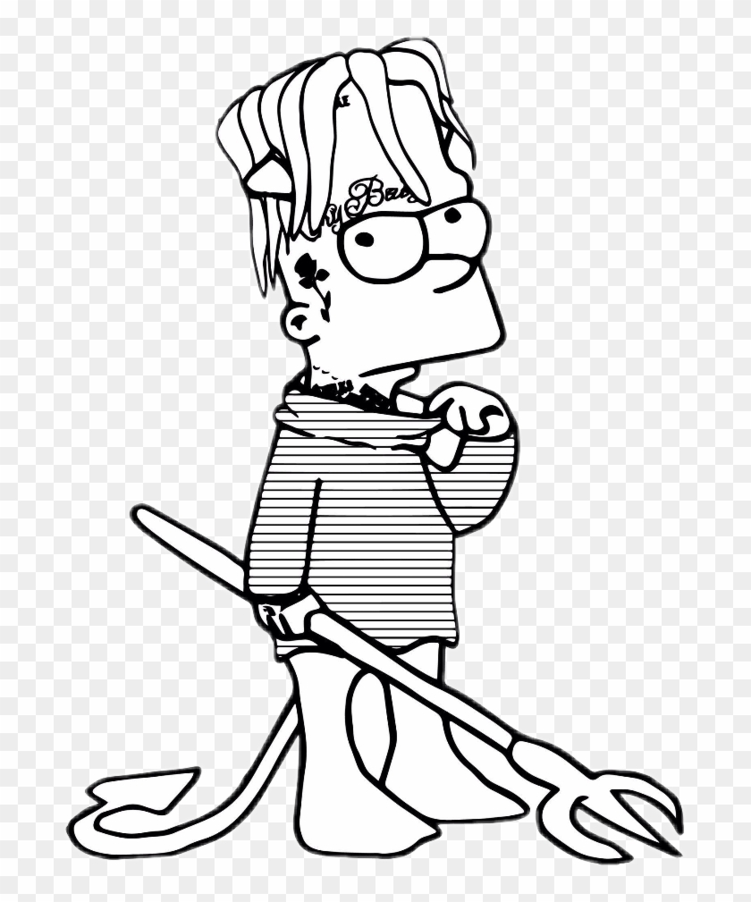 Lil Peep Hellboy Bart Simpson Art , Png Download - Lil Peep Easy Drawing Clipart #1309763