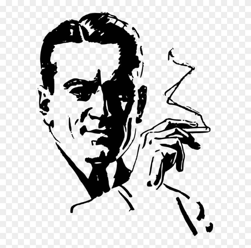 Joint Cannabis Smoking Tobacco - Man Smoking Clipart Black And White - Png Download #1312613