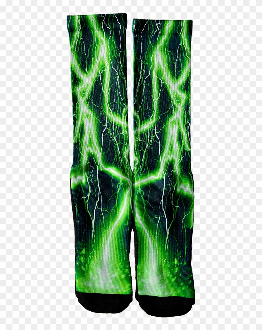 Green Lightning Crew Socks - Illustration Clipart