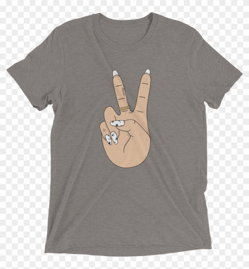 Peace Sign Hand Tri Blend T Shirt Little Magic Prints - T-shirt Clipart