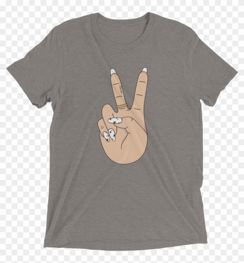 Peace Sign Hand Tri Blend T Shirt Little Magic Prints - T-shirt Clipart #1313661