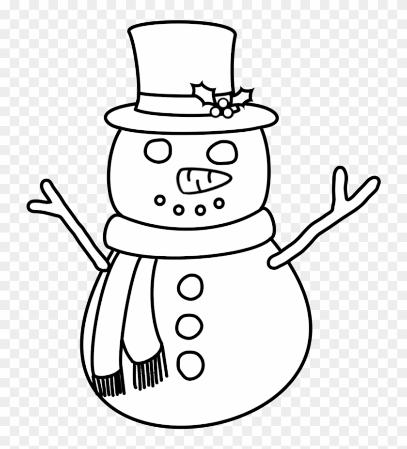 Snowman Digital Stamp By Janettebernard - Snowman Clipart Black And White Png Transparent Png #1313868