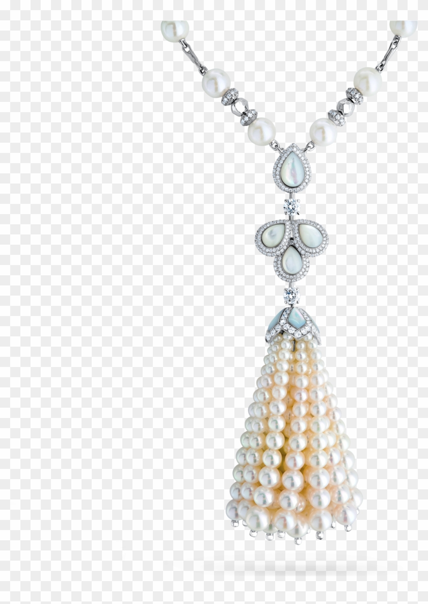Tassel Necklace With Akoya Pearl - Pendant Clipart