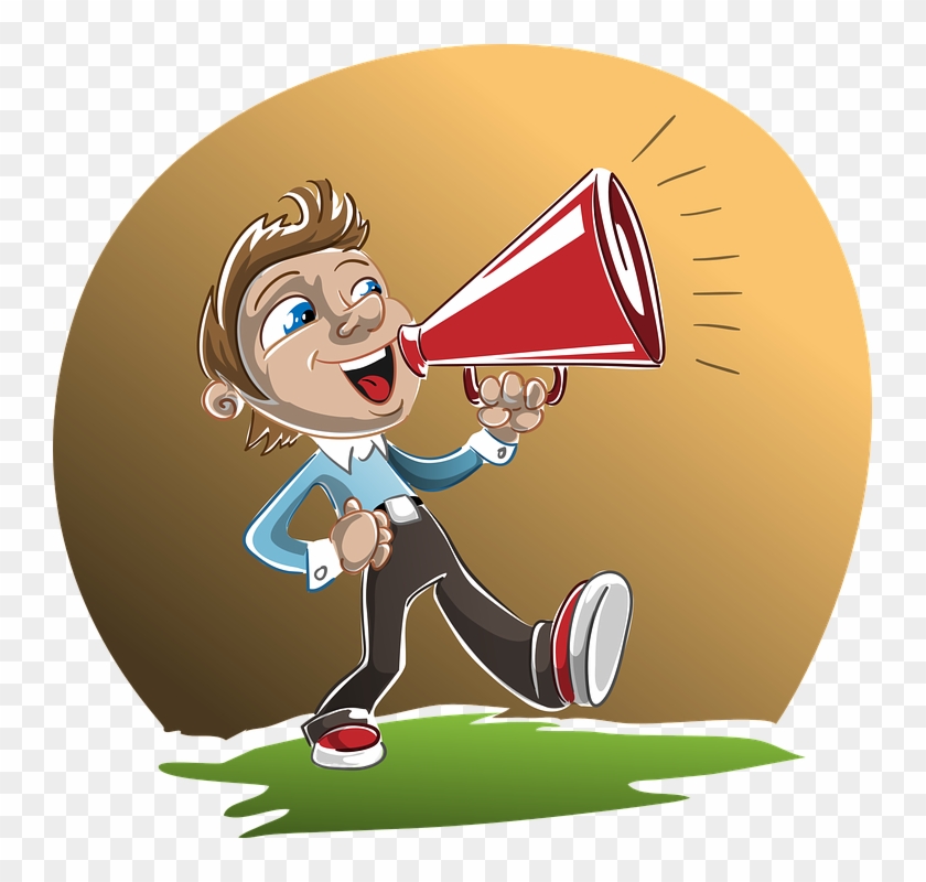 Loudspeaker Man Boy Holding Speaking Speaker - Falando No Alto Falante Clipart