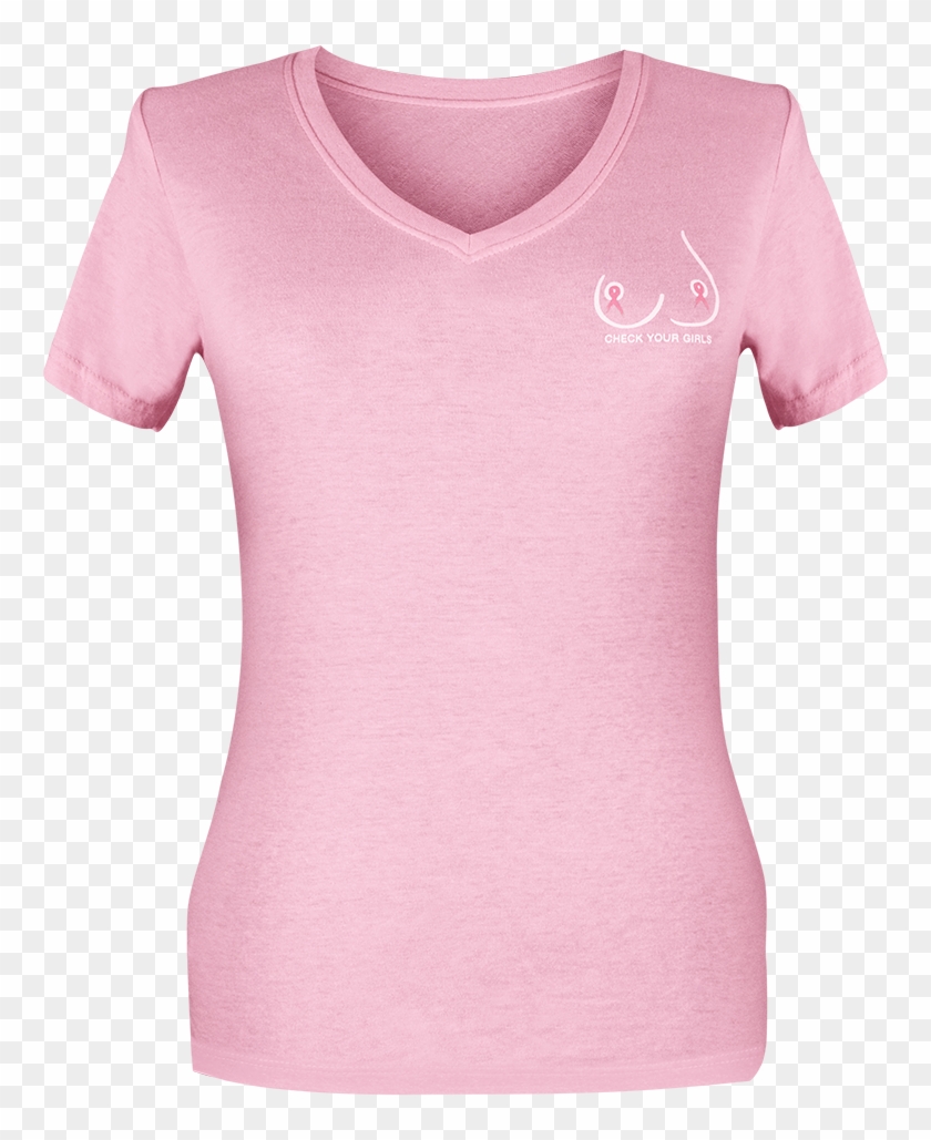 7 Pink V Neck Front - Pink Vneck Clipart #1316650