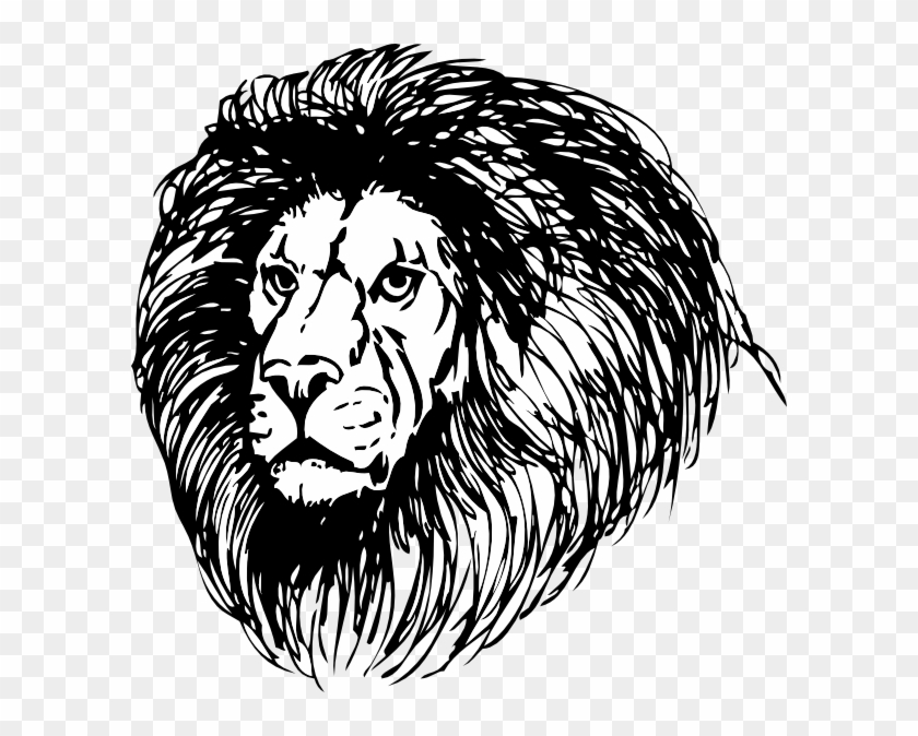 White Lion Clipart Svg - Lion Face Png Black And White Transparent Png #1317092