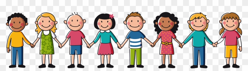 Kids Holding Hands Drawing - Children Holding Hands Clipart - Png Download #1317784