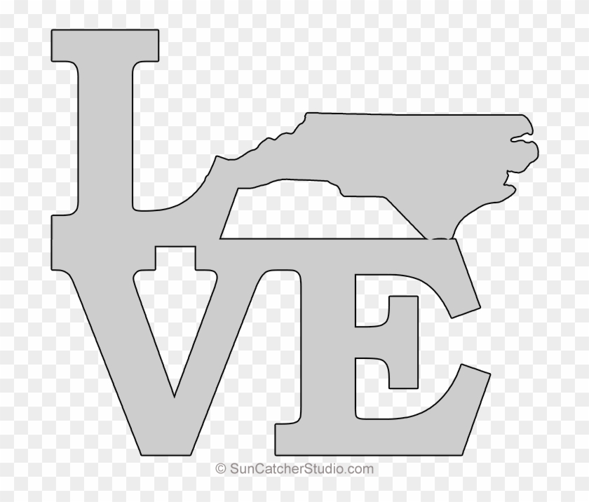North Carolina Love Map Outline Scroll Saw Pattern - Scroll Saw Patterns Love Louisiana Symbol Clipart