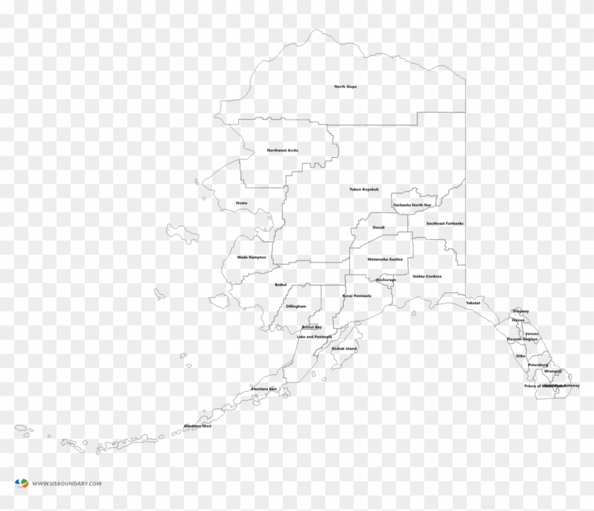 Alaska Counties Outline Map - Sketch Clipart #1318720