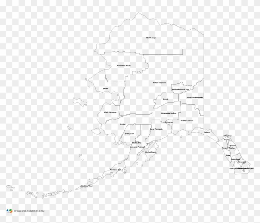 Alaska Counties Outline Map - Sketch Clipart