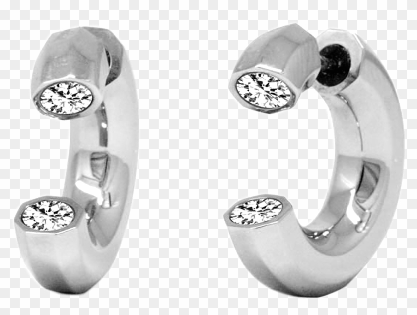 Quantum Cubus White Crystal & Stainless Steel Earrings - Earrings Clipart #1318941