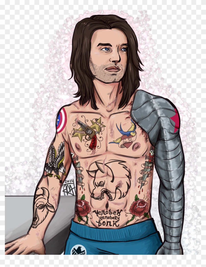 Bucky Doesn't Make Canon Sense But Still - Captain America And Bucky Tattoo Clipart #1320640