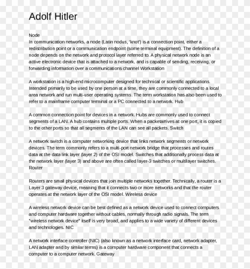 Adolf Hitlernodein Communication Networks, A Node Is - Senior Portfolio Introduction Example Clipart #1320732