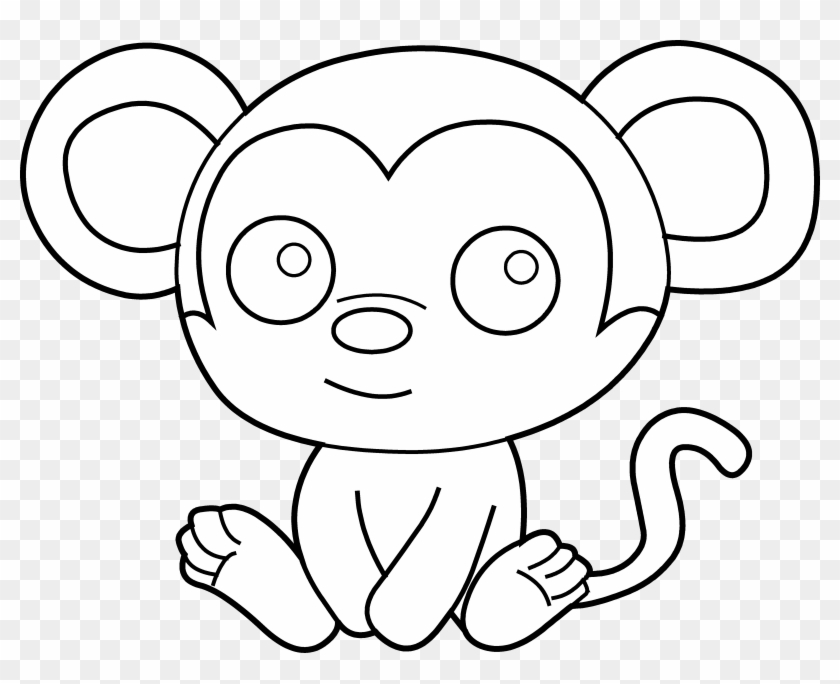 Cartoon Baby Monkey Pictures - Monkey Clipart Black And White Png Transparent Png #1321220