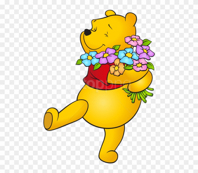 Free Png Download Winnie The Pooh With Flowers Free - Winnie Pooh En Png Clipart