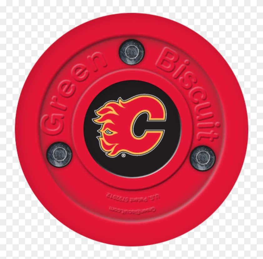Green Biscuit Calgary Flames Stickhandling Training - Calgary Flames Clipart