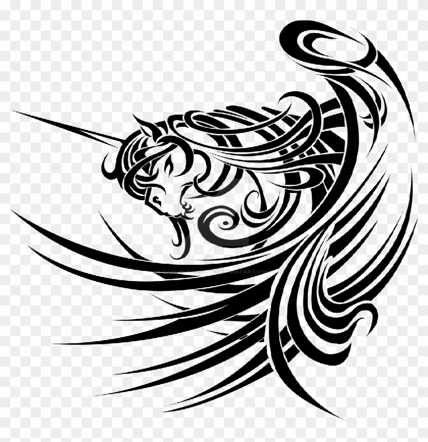 Unicorn Tribal Tattoo Clipart
