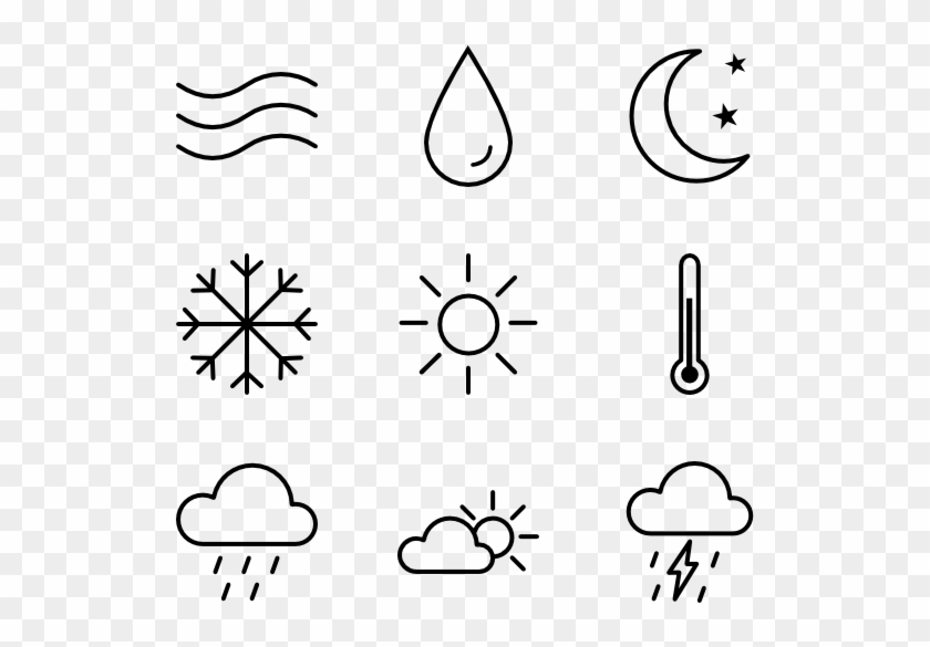 Weather Icon Collection - Line Art Clipart