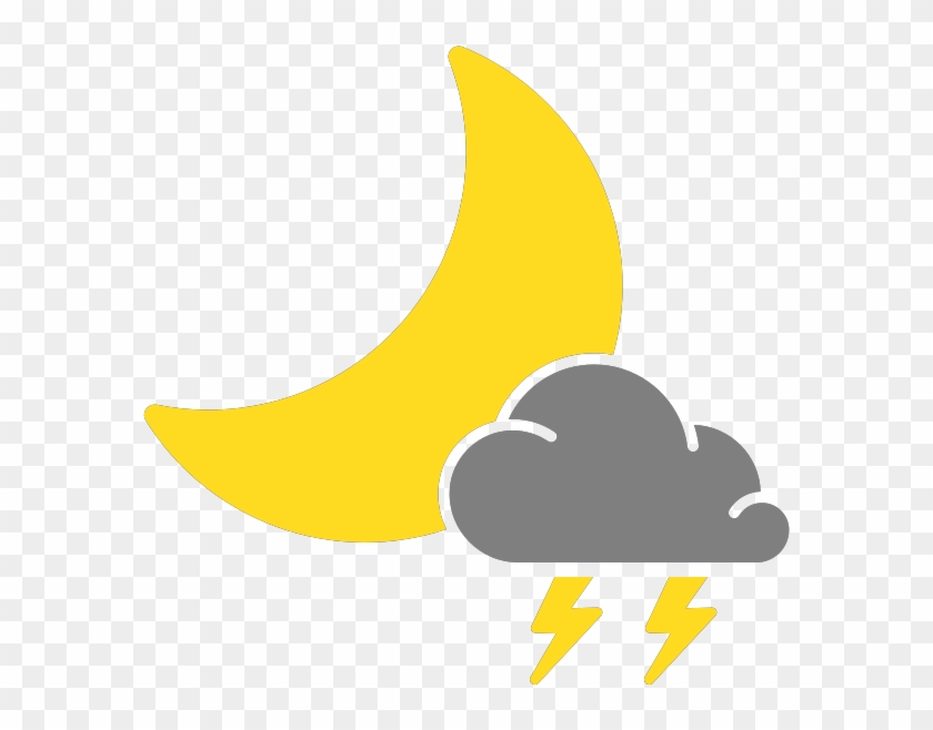 Simple Weather Icons Scattered Thunderstorms Night - Isolated Thunderstorms Icon Clipart #1323774