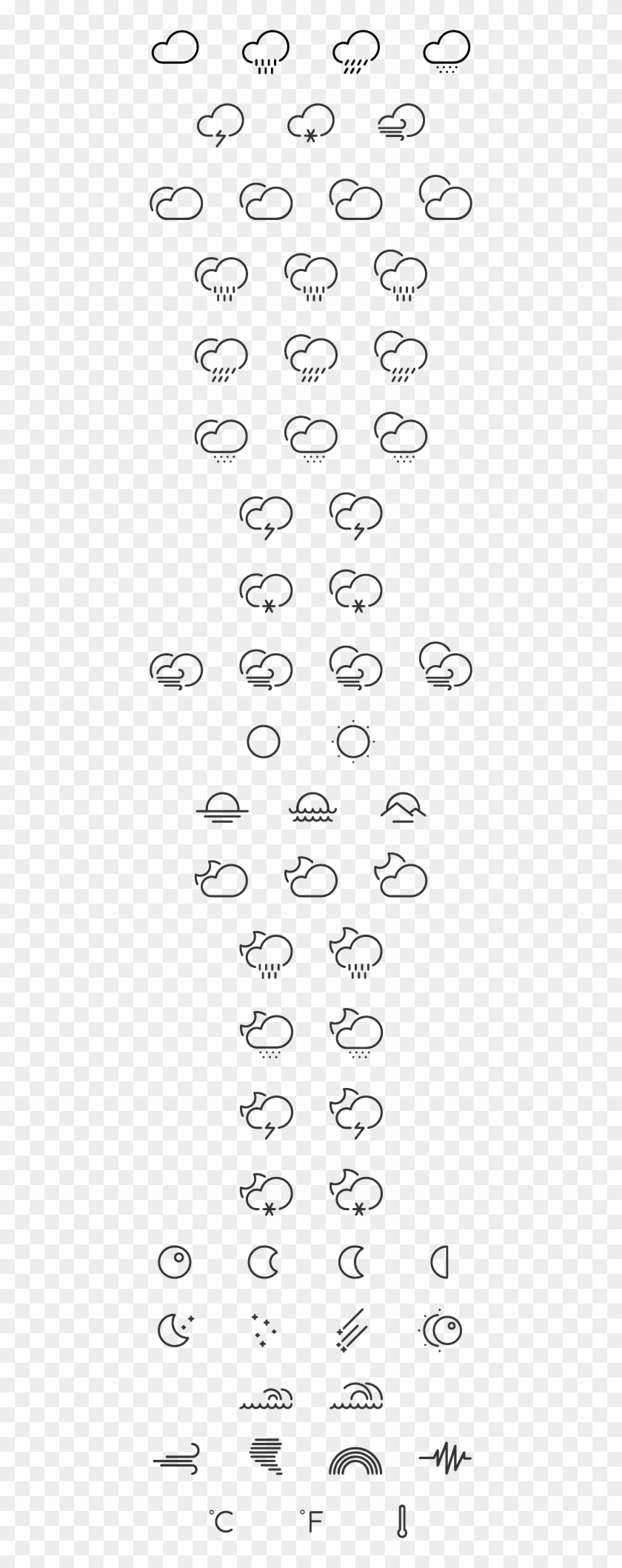 Cute Weather Line Icons Vector Material - Weather Line Icon Free Clipart #1324275
