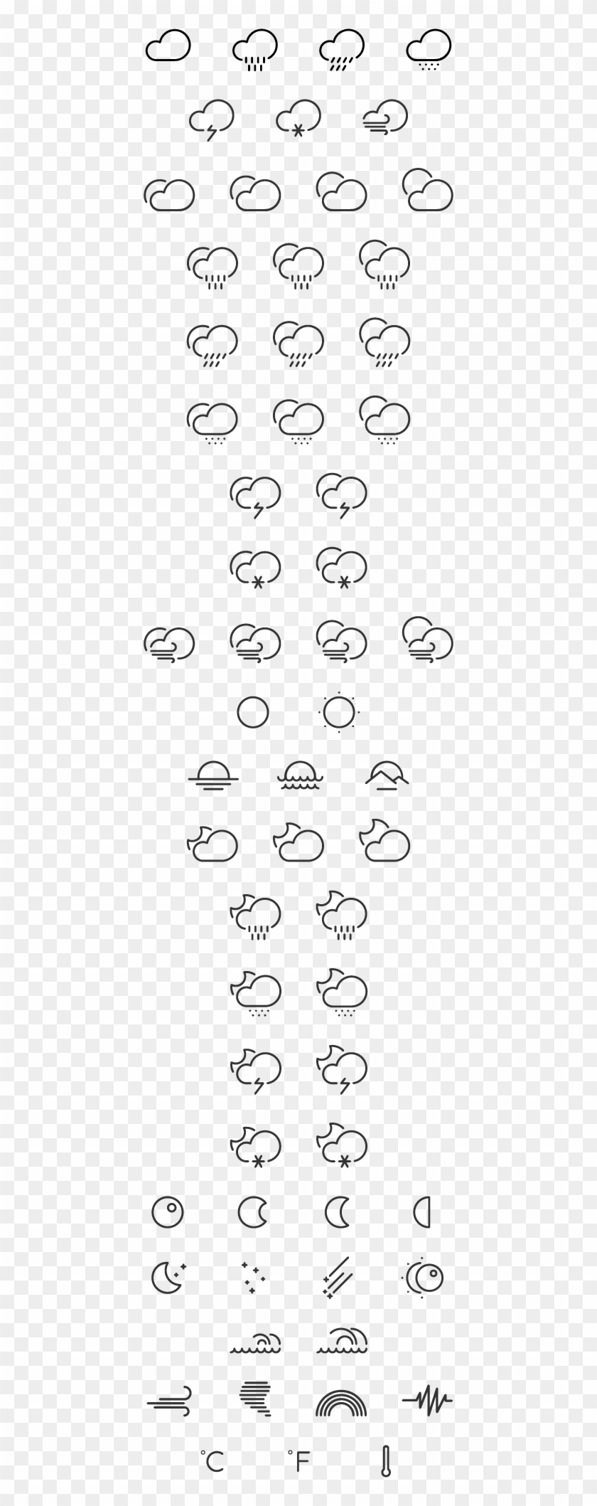 Cute Weather Line Icons Vector Material - Weather Line Icon Free Clipart