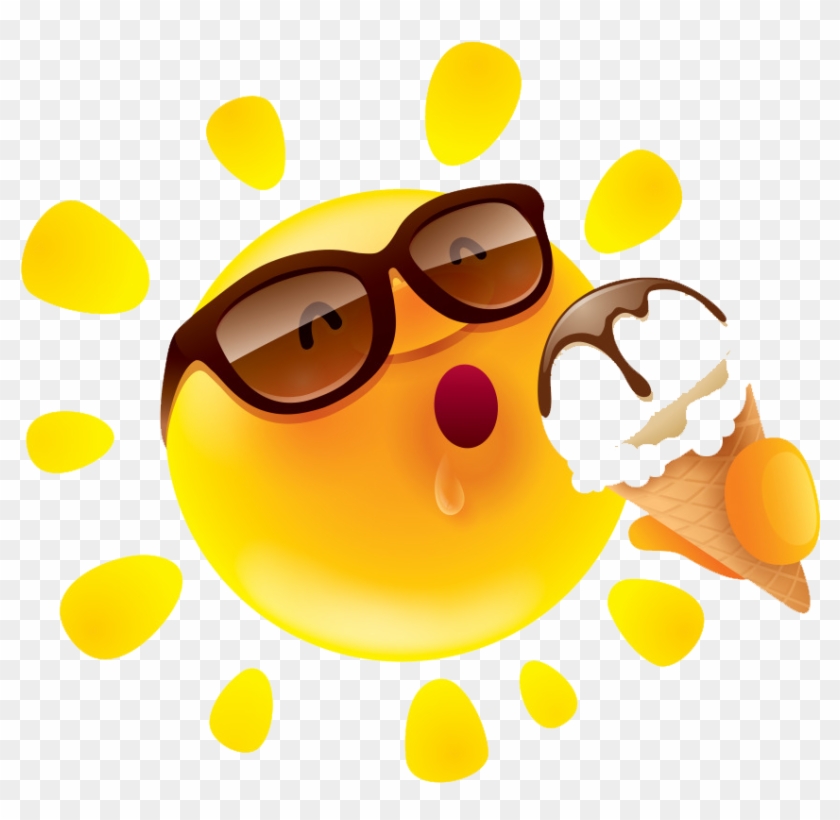 Eating Sun Ice Royalty-free Cartoon Cream Clipart - Sun Eating Ice Cream - Png Download