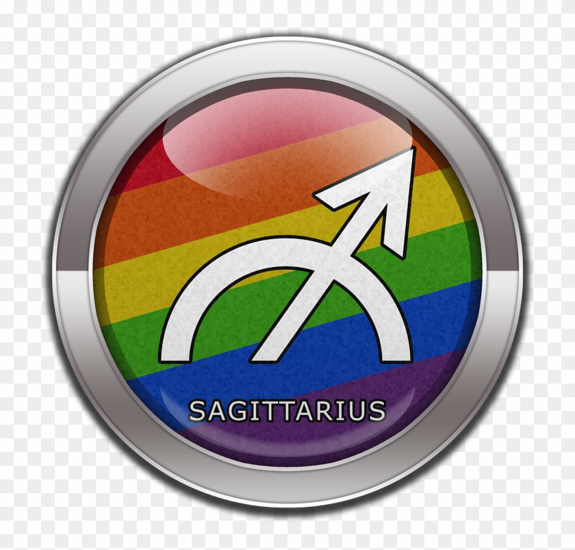 Sagittarius Horoscope Symbol On Round Lgbt Rainbow Clipart #1327070