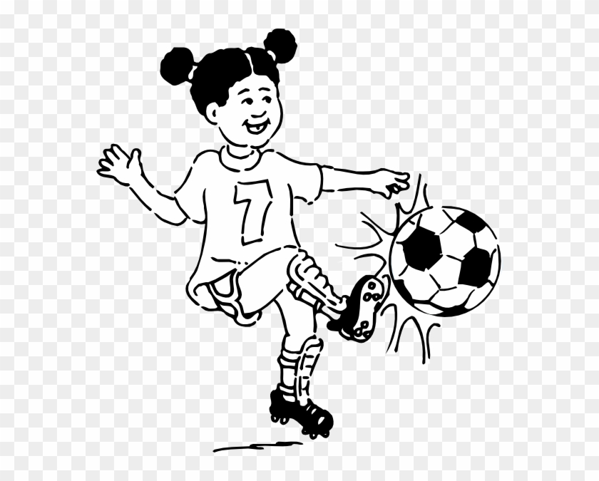 Football Player Images Clip Art - Playing Soccer Clipart Black And White - Png Download #1327932