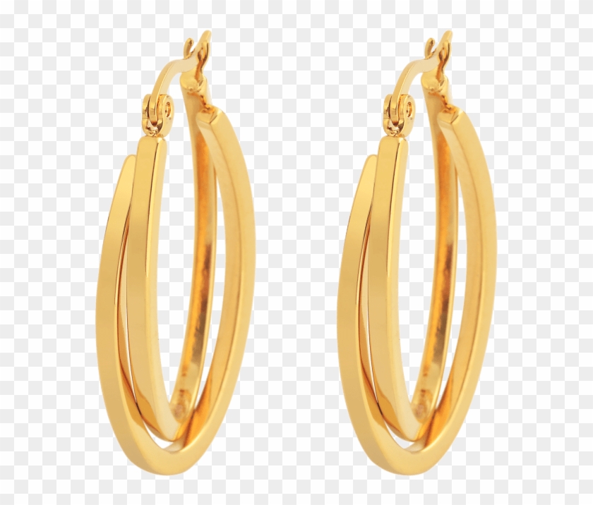 18k Gold-plated Oval Hoop Earrings - Earrings Clipart #1328397