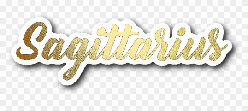 Sagittarius Gold Lettering Vinyl Sticker - Calligraphy Clipart #1328400