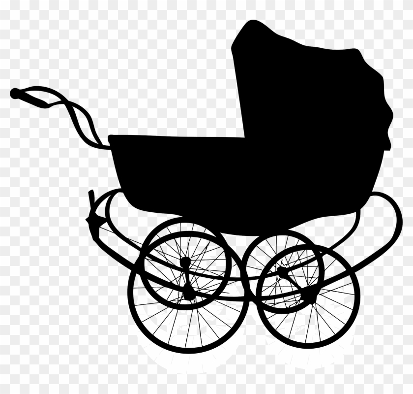 Blue Baby Carriage Clipart Silhouette - Baby Carriage Silhouette - Png Download
