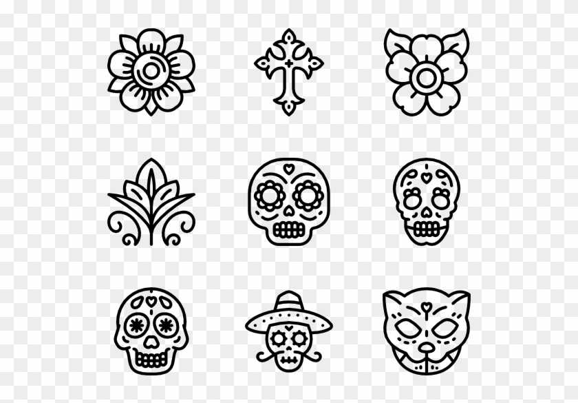 Day Of The Dead - Mexican Skull Icon Clipart