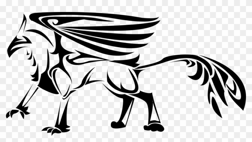 Amazing Griffin Tattoo Design - Clipart Black And White Tribal Griffin - Png Download