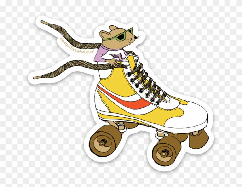 Mouse Racing In A Roller Skate Vinyl Sticker Clipart #1331122