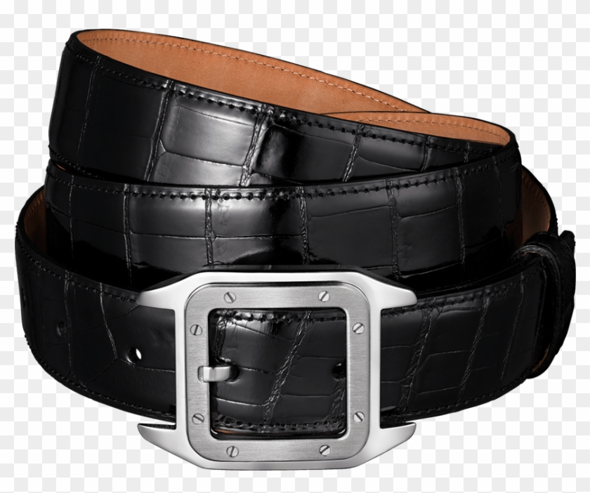 #7 Cartier Crocodile Leather And Palladium Belt - Expensive Men Belt Clipart