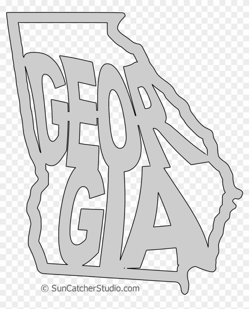 Georgia Map Shape Text, Outline Scalable Vector Graphic - Drawing Clipart #1337019