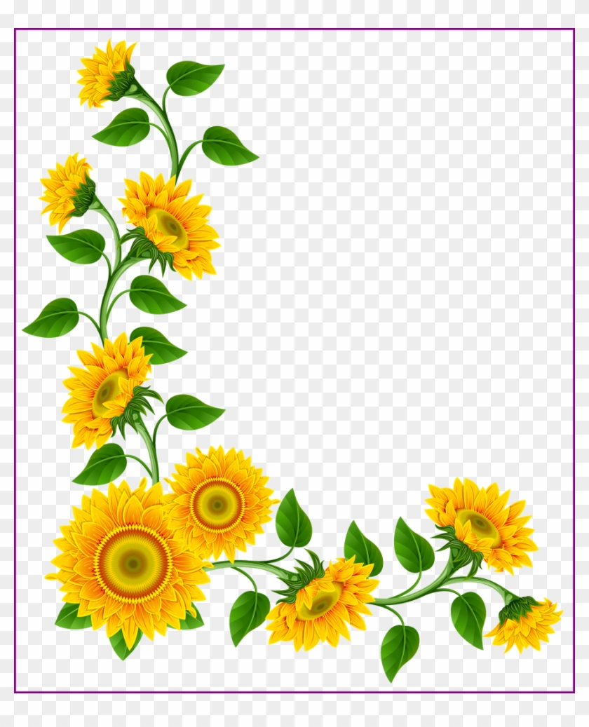 Stunning Sunflower Border Decoration Png Image This - Clipart Sunflowers Transparent Png #1337060