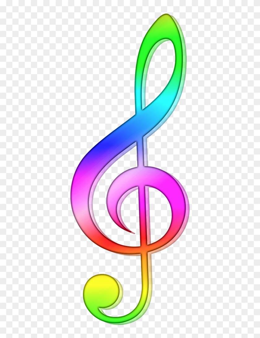 Treble - Colorful G Clef Notes Clipart