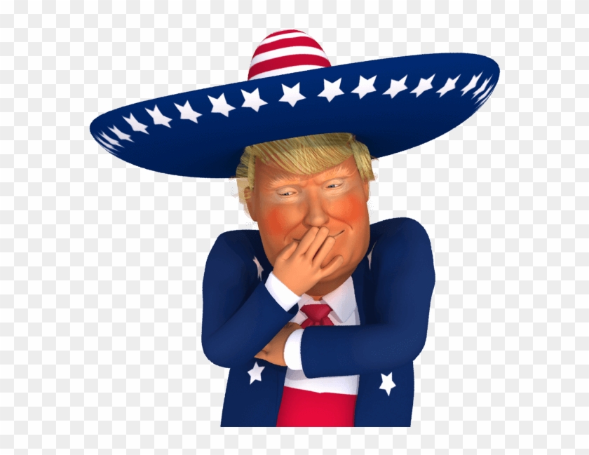 #trumpstickers Embarrassed Trump 3d Caricature - Trump Laughing At Mexicans Clipart