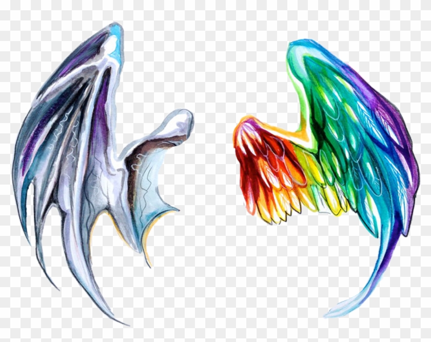 #dragon #dragons #dragonwings #dragonwing #angel #anegls - Watercolor Tattoo Wings Design Clipart