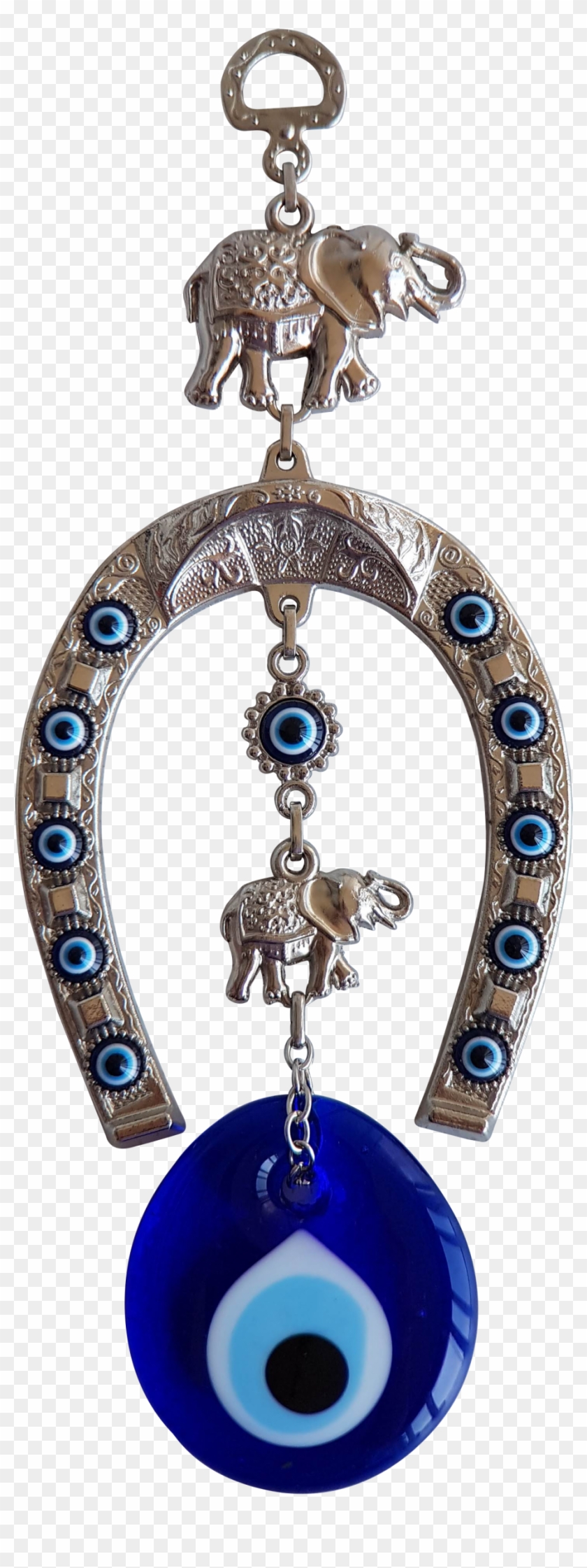 Bead Global Turkish Blue Evil Eye Horse Shoe With Elephant - Locket Clipart #1340506