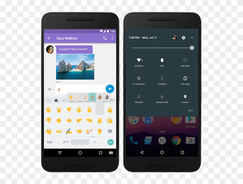 Android Nougat Emoji Quick Settings - Android Nougat Samsung S7 Message Clipart #1341465