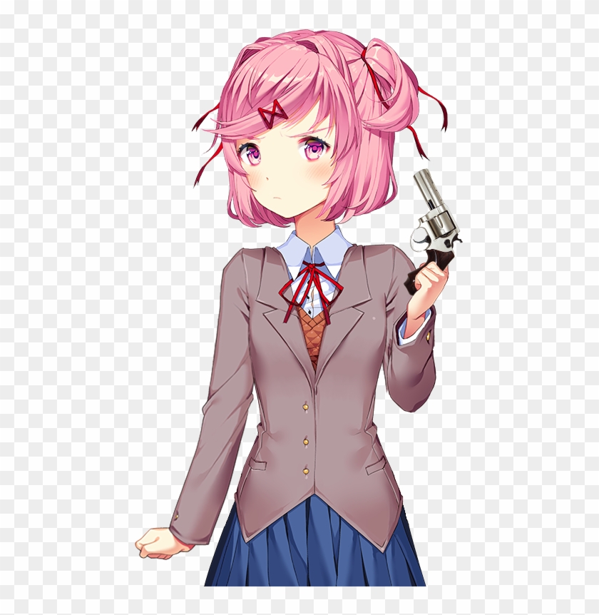 Medianatsuki With A Gun - Doki Doki Literature Club Quotes Clipart #1342254