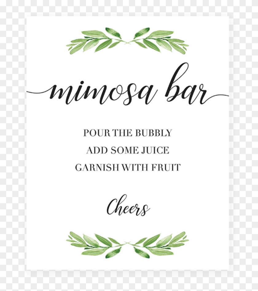 Printable Mimosa Bar Table Sign For Greenery Themed - Mom Osa Bar Sign Clipart #1342381