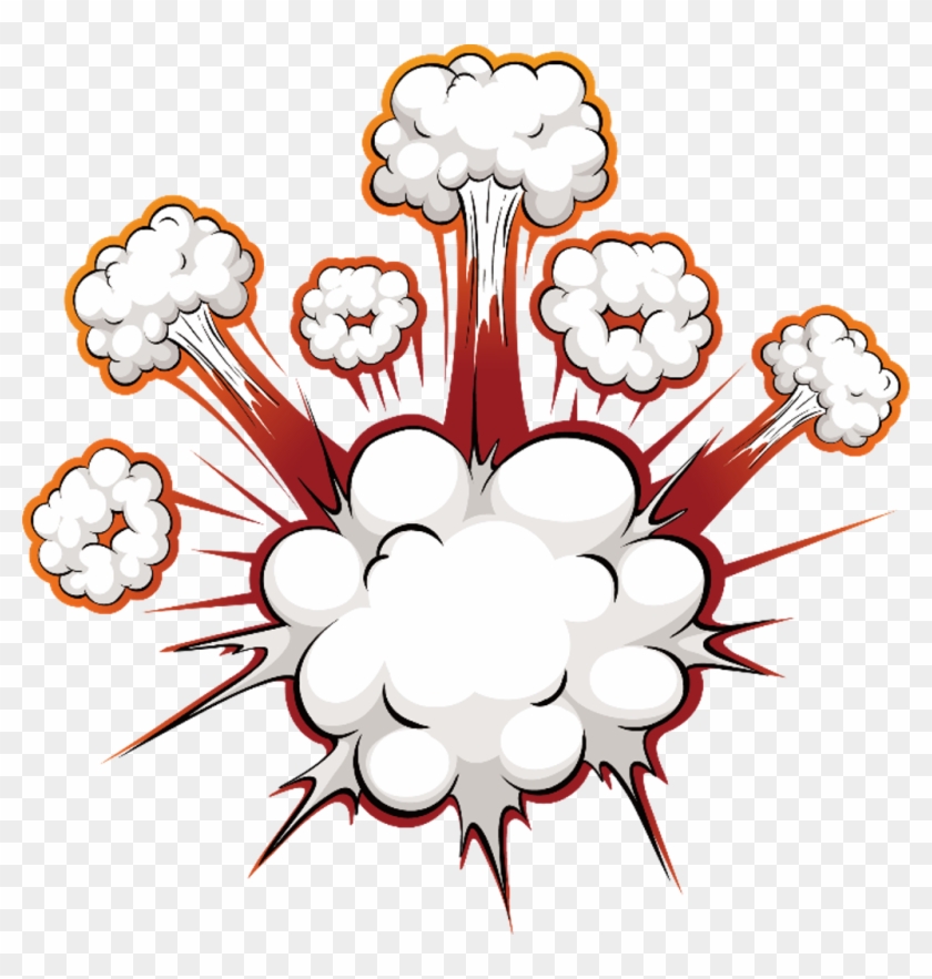 #bomb #blast #cartoon #effect #white #explosion #red - Cartoon Explosion Cloud Png Clipart #1342727