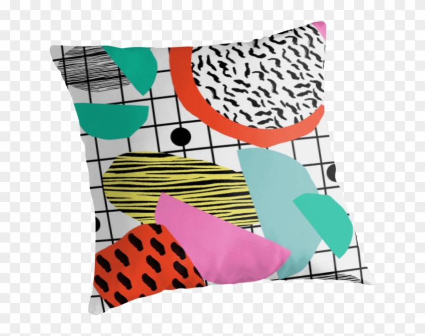 1980's Style Throwback Retro Neon Grid Pattern Shapes - Memphis Design Clipart